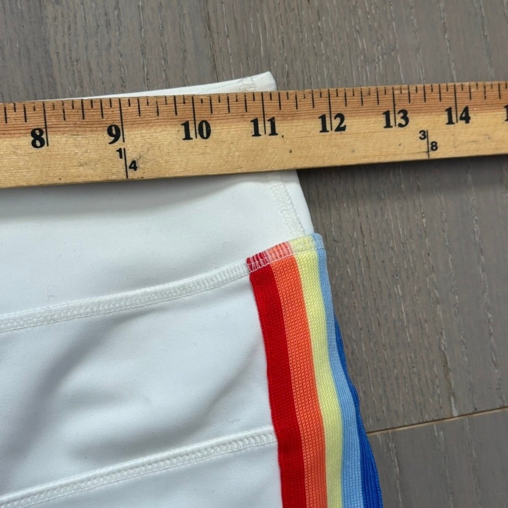 Spiritual Gangster White Leggings with Rainbow Side Stripes - Picture 2 of 7
